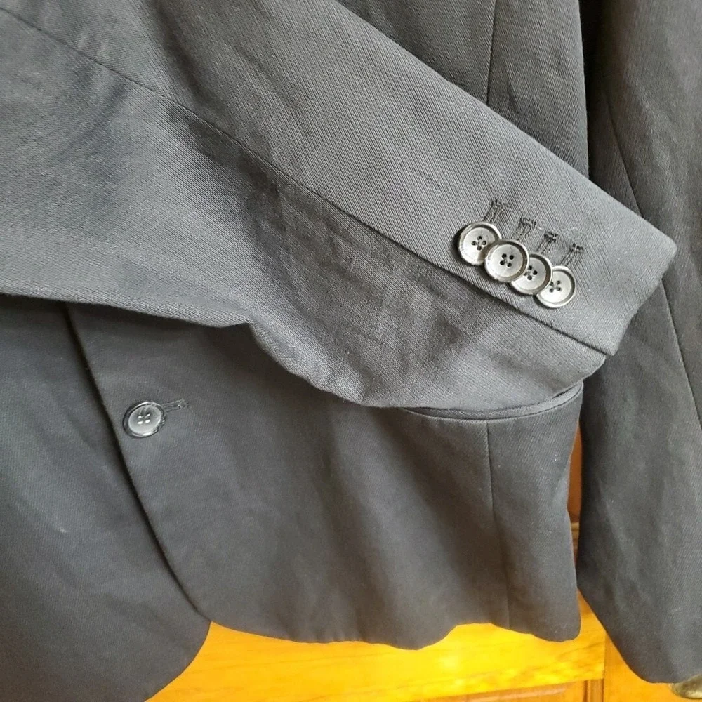 Guess Jeans XL Blazer Mens‎ Black Two Button Graphic Lining Sport Coat Jacket